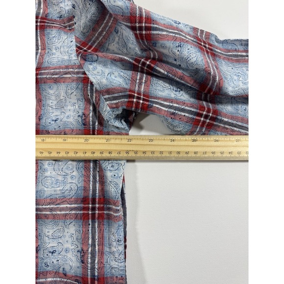 Cremieux Premium Denim shirt Size Large Long sleeve bandanna Paisley patter - Picture 6 of 7